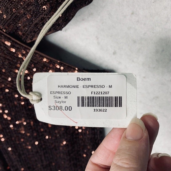 Saylor Harmonie Dress Womens Size Medium NWT $308 Brown Copper Sequin Formal - Picture 12 of 16